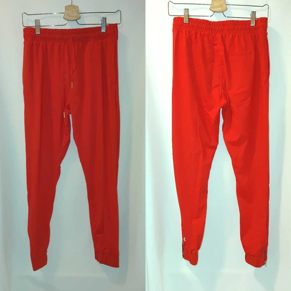 Zyia Active Red Everywhere Zipper Joggers Gold Hardware Small S Casual Athletic